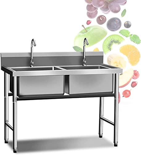 Küchenspüle Küchenspülen Home Bar Workstation Sink Home Kitchen Sinks 50/60/70 cm Tragbare Outdoor-Gartenspüle Einzelschüssel, 100/120 cm Industriespüle für die Küche, mit Wasserrohr, Wasser von GGYYQQ