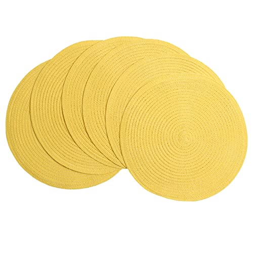 Platzsets Rund Gewebt Platzsets Set mit 6 Esstischen Platzsets Rund Schwarz (Gelb, Einheitsgröße) von GGYYQQ