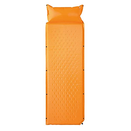 Aufblasbare Schlafmatratze Schlafende Campingmatte Matratze Selbstaufblasende Unterlage Tragbares Bett mit Kissen Campingzeltmatten Einzelperson faltbar, Campingschlafmatte (Farbe: Grün) (Orange) von GGZONE