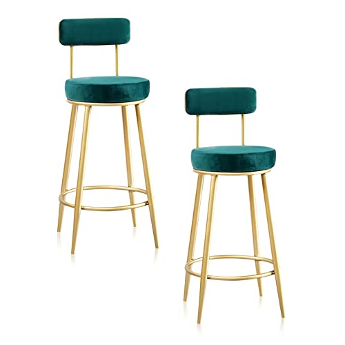 Barhocker, Esszimmerstuhl, Barhocker, 2er-Set, samtgepolsterte Barstühle mit Fußstütze, Küchenhochhocker, unterstützte goldene Metallbeine für Frühstücksbar, Theke, Küche, Grün beautiful scenery Barhocker, Esszimmerstuhl, Barhocker, 2er-Set, samtgepolsterte Barstühle mit Fußstütze, Küchenhochhocker, unterstützte goldene Metallbeine für Frühstücksbar, Theke, Küche, Grün beautiful scenery von GGZONE