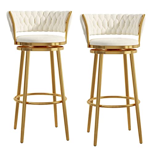 Barhocker, Esszimmerstuhl, moderne drehbare Barhocker, 2er-Set, Thekenhöhe, Thekenhocker mit geschwungener, gewebter Rückenlehne, Fußstütze, luxuriöser Samt-Barhocker, Heimbar, Kücheninselhocker, Barhocker, Esszimmerstuhl, moderne drehbare Barhocker, 2er-Set, Thekenhöhe, Thekenhocker mit geschwungener, gewebter Rückenlehne, Fußstütze, luxuriöser Samt-Barhocker, Heimbar, Kücheninselhocker, von GGZONE