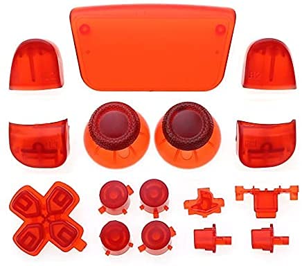 GGZone Komplettes Set Joysticks Kappe Dpad R1 L1 R2 L2 Richtungstaste ABXY Tasten für Sony PS5 Controller (Rosa) (Transparent Rot) von GGZone