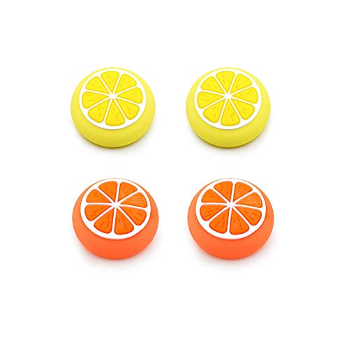 Lemon Joystick Daumengriffe Cover Stick Thumbstick Caps für Nintendo Switch NS Nitendo Switch Lite NS JoyCon 4 Stück (2 Gelb 2 Orange) von GGZone