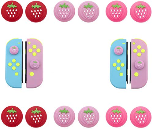 Strawberry Joystick Daumengriffe Cover Stick Thumbstick Caps für Nintendo Switch NS Nitendo Switch Lite NS JoyCon (6CS Mix) von GGZone