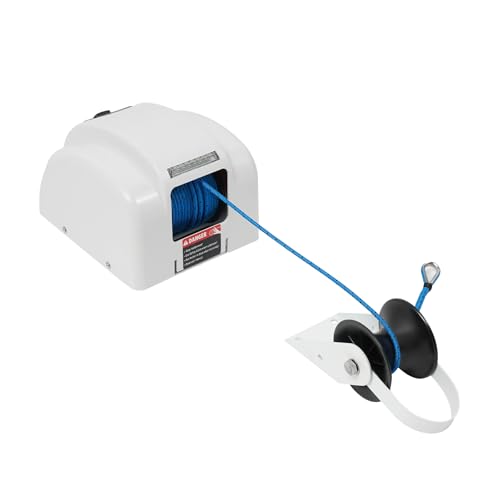 20kg Max Belastbarkeit Elektrische Ankerwinde Seilwinde 317.5kg Max Festigkeit des Ankerseils Anker Winde Robustes Ganzstahl-Getriebe mit 1 Fernbedienung 1 Halterung 1 Englisches Handbuch von GGbaony
