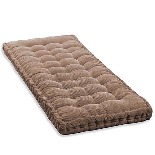 10cm Dickes Bankkissen 2/3 Sitzer,100cm/120cm Baumwolle Bankkissen Sofa Boden Sitzkissen Matratze für Haus Garten Terrasse Schaukel (100x35cm,Braun) von GGoty