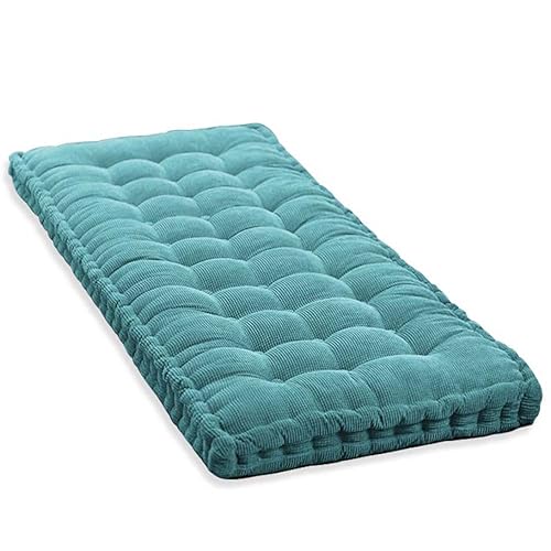 10cm Dickes Bankkissen 2/3 Sitzer,100cm/120cm Baumwolle Bankkissen Sofa Boden Sitzkissen Matratze für Haus Garten Terrasse Schaukel (120x35cm,Blau) von GGoty