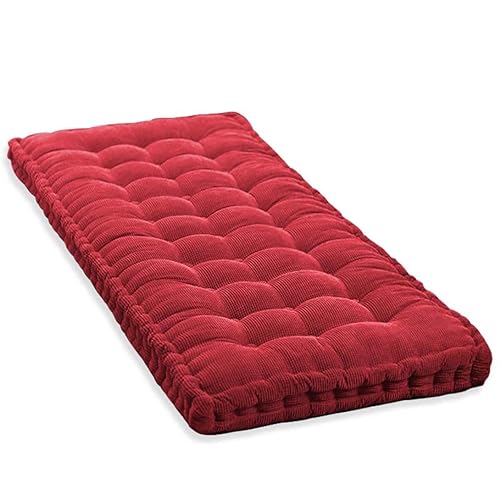 10cm Dickes Bankkissen 2/3 Sitzer,100cm/120cm Baumwolle Bankkissen Sofa Boden Sitzkissen Matratze für Haus Garten Terrasse Schaukel (120x50cm,Rot) von GGoty