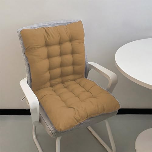 Dickes 8cm Stuhlkissen mit Rückenlehne, Sessel Kissen zurück Sitzkissen Pad,Baumwolle Sitzpolster für Garten Recliner Sofa Büro (60x40cm,Beige) von GGoty