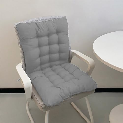 Dickes 8cm Stuhlkissen mit Rückenlehne, Sessel Kissen zurück Sitzkissen Pad,Baumwolle Sitzpolster für Garten Recliner Sofa Büro (60x40cm,Grau) von GGoty