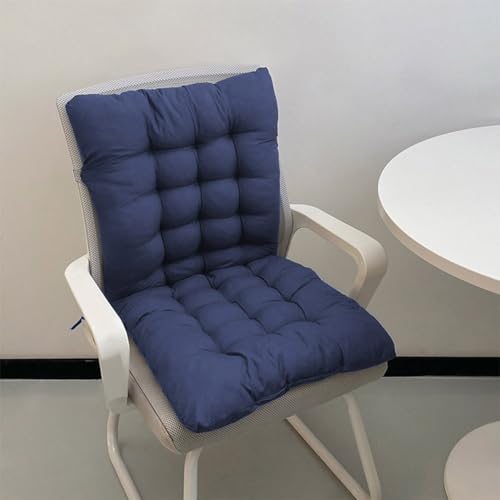 Dickes 8cm Stuhlkissen mit Rückenlehne, Sessel Kissen zurück Sitzkissen Pad,Baumwolle Sitzpolster für Garten Recliner Sofa Büro (60x40cm,Kriegsmarine) von GGoty