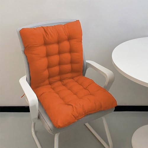 Dickes 8cm Stuhlkissen mit Rückenlehne, Sessel Kissen zurück Sitzkissen Pad,Baumwolle Sitzpolster für Garten Recliner Sofa Büro (80x40cm,Orange) von GGoty