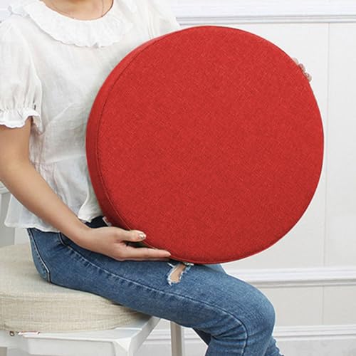 Esszimmer Runde Stuhl Kissen Sitzpolster, 28x28cm Stuhl Sitzkissen Pad rutschfest Indoor Stuhl Sitzpolster für Haus Garten Büro (35x35x3cm,Rot) von GGoty