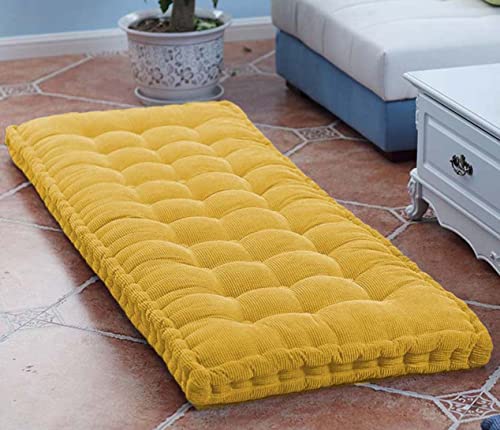 GGoty 10 cm dickes Bankkissen, 2/3-Sitzer, 100 cm/120 cm, weiche Bankkissen, Baumwollstuhlpolster für Garten, Terrasse, Esszimmer, Sofa, Schaukel (120 x 40 cm, gelb) von GGoty