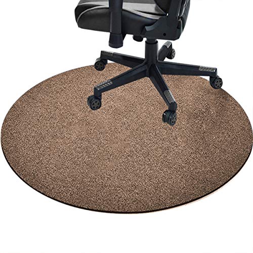 GGoty Bürostuhlmatte, rund, Bodenschutzmatte, Schutz für harte Böden, rutschfest, für Büro, Zuhause, Wohnzimmer, Arbeitszimmer (99,1 cm Durchmesser, braun) von GGoty