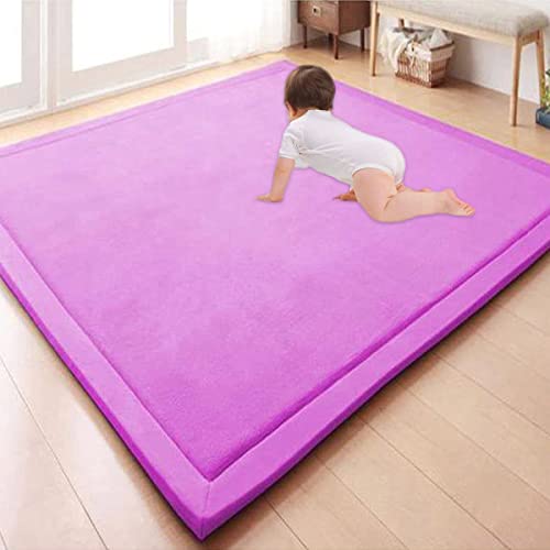 GGoty Großer Teppich, Korallensamt, Baby-Spielmatte, dick, für Kinder, Arbeitszimmer, Küche, Kinderzimmer, Krabbelmatte für Babys, rutschfeste Yogamatte (150 x 200 x 2 cm, lila) von GGoty