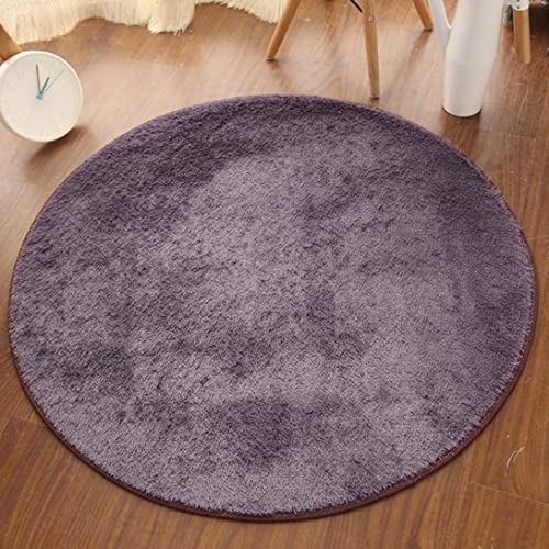 GGoty Runder Teppich weicher Plüsch Teppich Anti-Rutsch Shaggy Plüsch Bereich Teppiche Stuhl Matte Runde Wohnzimmer Boden Teppiche für Schlafzimmer Wohnzimmer (110 cm, lila grau B) von GGoty