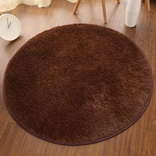 GGoty Runder Teppich weicher Plüsch Teppich Anti-Rutsch Shaggy Plüsch Bereich Teppiche Stuhl Matte Runde Wohnzimmer Boden Teppiche für Schlafzimmer Wohnzimmer (40cm,Braun B) von GGoty