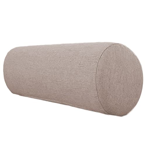 GGoty Weiches Nackenrolle-Kissen, rund, Schmerzlinderung, Sofa, Armstütze, Zylinderkopf, Nackenkissen, Halswirbelstütze, 10 x 50 cm, Beige von GGoty
