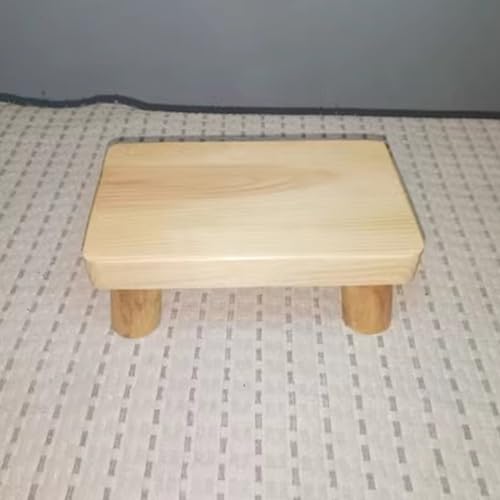 Kleiner Fußhocker aus Holz, niedriger Hocker, rechteckiger Massivholzhocker, ruhender Fußhocker, kleine Sitzstühle für Zuhause, Garten, Büro (Stil D) von GGoty