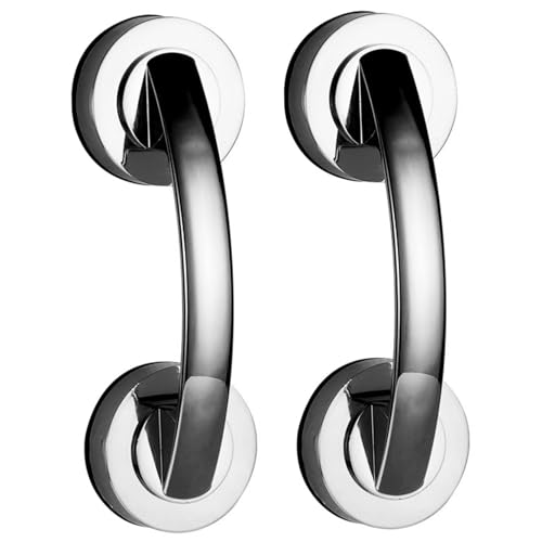 2pcs Duschtürgriff, Saugbecher-Glas-Duschtürgriff, nicht markierende und nicht-poröse Absorptionsgrabstangen (Silber) Glas von GGpone