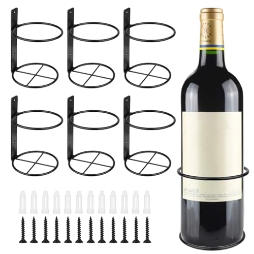 GGpone 6 -pcs Wandmontage Weinregal Metallweinflaschenhalter mit Schrauben 3, 4 Zoll Innendurchmesser..Hängende Rack für Getränke/Schnapflaschen Wandmontage von GGpone