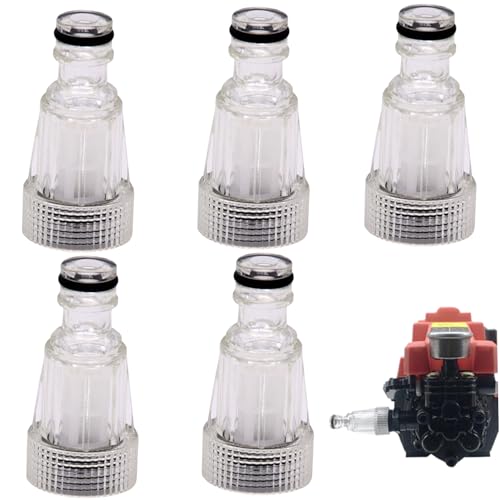 GGpone Druckwaschfilter 5PCS 3/4 Lecksicher transparent Inline -Wasserfilter mit Schnellverbindung für das Waschen von Autos, Gartenschlauch, Sprinklersystem Druckwaschmaschine von GGpone
