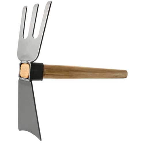 Gartenhacke, 2 in 1 Grabengabel mit Holzgriff, Kopfschaufel mit Kohlenstoffstahl und 3 -zge-Gabel zum Unkraut, Graben und Lockern von Bodengartenhacke verwendet Gartenhacke, 2 in 1 Grabengabel mit Holzgriff, Kopfschaufel mit Kohlenstoffstahl und 3 -zge-Gabel zum Unkraut, Graben und Lockern von Bodengartenhacke verwendet von GGpone