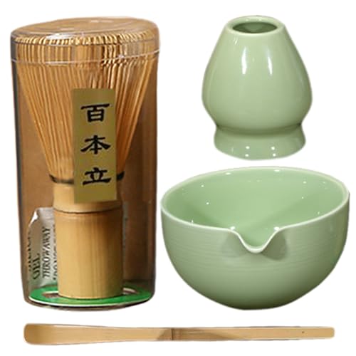 Matcha Whisk Set 4Pcs Ceramic Matcha Tea Set Green Reusable Elegant Kit Tea Making Tools (Green) Whisk von GGpone