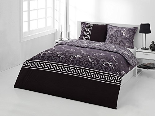 GH Homeshop Mandala Premium 2-3 TLG Renforce Bettwäsche 100% Baumwolle mit Reißverschluss in verschiedenen Größen Schwarz Silber (200 x 220 cm) von GH Homeshop