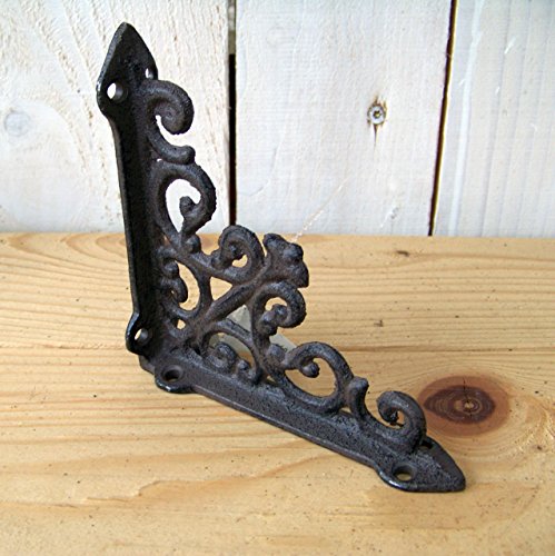 GH Regalträger Nostalgie 12 x 12 cm - Gusseisen, Braun, Eckregal, Cottage, Wandmontage, Gewürzregal, 12 x 12 cm von GH