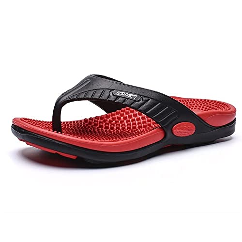 Akupressur Massage Flip Flops Mit Fußgewölbeunterstützung Für Männer, Fußreflexzonen Sandalen Mit Offener Zehenpartie Atmungsaktive Sommer Strandschuhe Bei Plattfüßen Und Plantarfasziitis ( Color : Re von GHAKKE