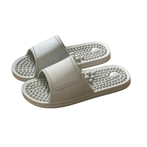 Akupressur-Massage-Hausschuhe Fußmassagegerät Herren/Damen Reflexzonenmassage- Und Akupunktur-Massage-Sandalen rutschfeste Duschschuhe Für Zuhause Schmerzlinderung(Gray,44/45EU) von GHAKKE
