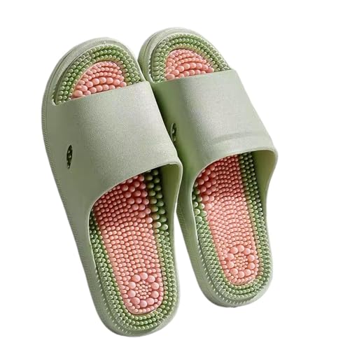 GHAKKE Massage-Hausschuhe Bei Plantarfasziitis Damen Und Herren Akupunktur-Reflexzonenmassage-Sandalen Komfortable, rutschfeste Duschschuhe Akupressur-Hausschuhe Zur Schmerzlinderung(Green,38/39 EU) von GHAKKE