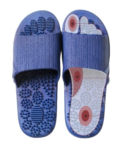 GHAKKE Massage-Hausschuhe Herren/Damen Offene Duschschuhe Reflexzonenmassage- Und Akupressur-Sandalen Komfortable Akupunktur-Hausschuhe Linderung Von Fußneuropathie, Schmerzen(Deep Blue,42/43 EU) von GHAKKE