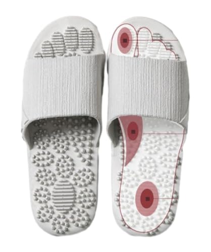 GHAKKE Massage-Hausschuhe Herren/Damen Offene Duschschuhe Reflexzonenmassage- Und Akupressur-Sandalen Komfortable Akupunktur-Hausschuhe Linderung Von Fußneuropathie, Schmerzen(Gray,38/39 EU) von GHAKKE