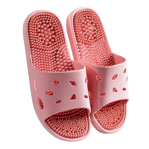 GHAKKE Massage-Hausschuhe rutschfeste Duschschuhe Mit Offener Zehenpartie Herren/Damen Reflexzonenmassage-Akupunktur-Sandalen Akupressur-Hausschuhe Bei Plantarfasziitis(Pink,40/41 EU) von GHAKKE