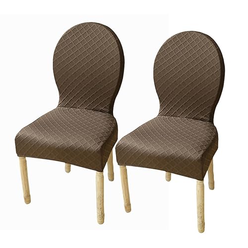 Große Stuhlhussen Mit Runder Rückenlehne 2/4/6 Stück Esszimmer Küche Elastisch Ohne Armlehnen Runde Rückenlehne Stuhlbezug Wiederverwendbare Hotelbankett Hockerschoner ( Color : Deep coffee , Size : 4 von GHAKKE