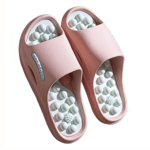 Massageball-Akupressur-Hausschuhe Damen Und Herren Reflexzonen Massage- Und Akupunktur-Sandalen Fußmassagegerät-Duschschuhe Für Zuhause Lindert Nervenverspannungen(Pink,40/41 EU) von GHAKKE