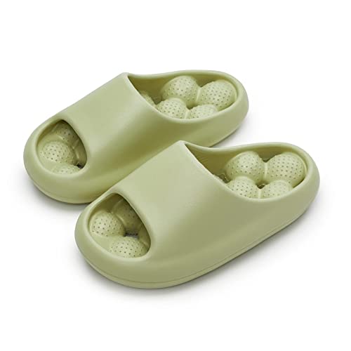 Massageball-Hausschuhe Damen Herren Sandalen Mit Blasenmassage Komfortable Rutschfeste Duschschuhe Schnelltrocknende Sandalen Mit Dicker Sohle Akupunkturpunkt-Massage-Hausschuhe(Green,35/36 EU) von GHAKKE