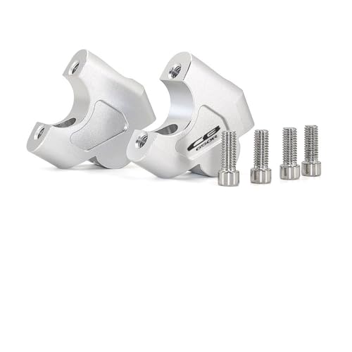 GHALSIEAV Für CB650R CB650 R 2019- CB 650 R Lenkererhöhung Clamp Aluminium Riser Kit Adapter Hubhöhe 35mm Bremsschlauchverlängerung(Silver- Logo) von GHALSIEAV