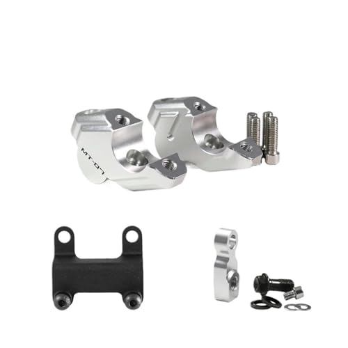 GHALSIEAV Für MT-07 MT07 MT 07 2021 2022 2023 Lenker Riser Clamp Kit Griff Bar Erhöhen Move Back Adapter Bremsleitungsverlängerung(Silver) von GHALSIEAV