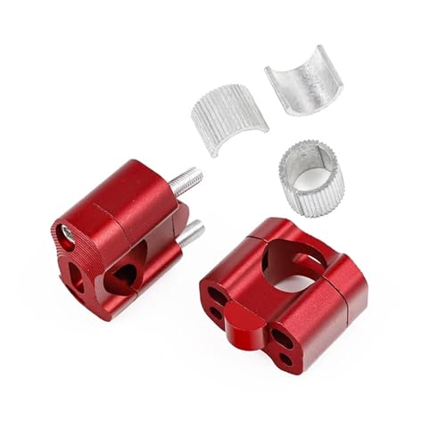 GHALSIEAV Für Universal 7/8" 1-1/8 Pit Dirt Motorrad 1 Paar CNC 22mm 28mm Off Road Motorrad Lenkerklemmen Lenkererhöhung Adapter(22mm red) von GHALSIEAV