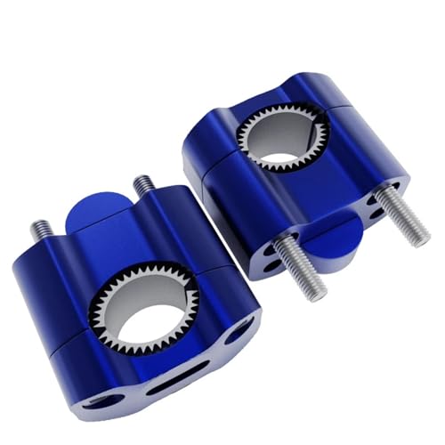GHALSIEAV Für Universal CNC Billet Lenkerklemme Fat Bar Riser Mount Clamp Adapter 22 28mm Pit Dirt Bike Racing Motorrad Enduro Supermoto(Blue) von GHALSIEAV