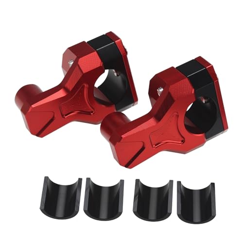 GHALSIEAV Universal Motorrad Lenker Riser Adapter Stange Clip Riser 22MM Und 28MM Lenker Adapter(Red) von GHALSIEAV