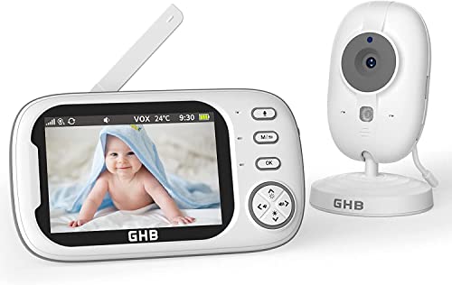 GHB Babyphone mit Kamera 3,5 Zoll Video Baby Monitor mit VOX Modus Nachtsicht Gegensprechfunktion Schlaflieder von GHB