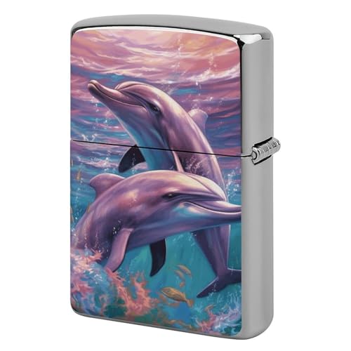 Feuerzeughülle mit Delfin-Kunst, Feuerzeug-Schutzhülle, personalisiertes Metallgehäuse, Graffiti-Design von GHBNK