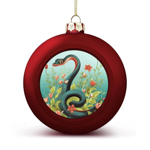 Weihnachtskugel-Ornamente, Schlangen- und Blumen-Weihnachtsschmuck, hängende Weihnachtsbaumkugeln, rote Weihnachtskugeln, Ornamente für Urlaub, Party, Dekoration, Heimdekoration von GHBNK