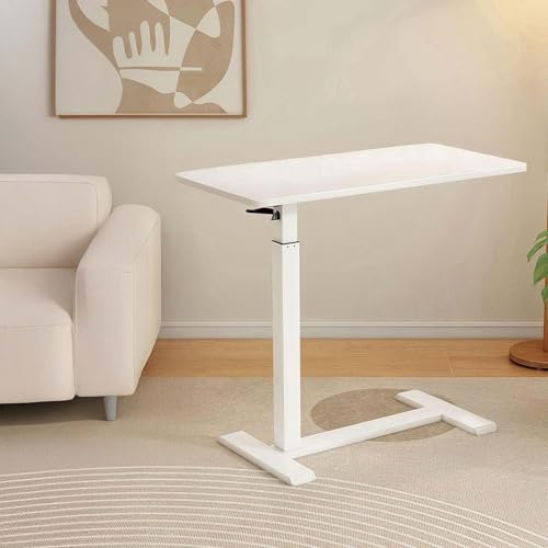 GHBXJX Höhenverstellbarer Schreibtisch, Klappbar Laptoptisch Mobiler Betttische, Computertisch,Ergonomischer Steh-Sitz Tisch mit Rollen aus Holz für Bett,Heimbüro,Weiß,Without Card Slot von GHBXJX