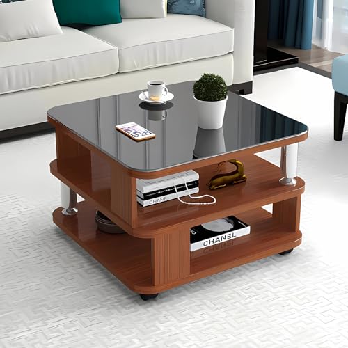 GHBXJX Klein Couchtisch mit Stauraum und Rollen, Sofa Beistelltisch Holztisch Wohnzimmer Tisch, Wohnzimmertisch Holz Stubentisch, Coffee Table Couchtische, 50x50x55 cm,C von GHBXJX